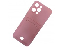 Чехол силиконовый Xiaomi Redmi 12 матовый цветной с визитницей розовый
