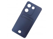 Чехол силиконовый Tecno Camon 20/20 Pro матовый цветной с визитницей темно-синий