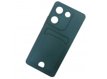 Чехол силиконовый Tecno Camon 20/20 Pro матовый цветной с визитницей темно-зеленый