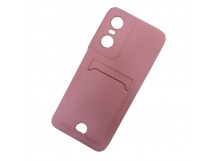 Чехол силиконовый Tecno Pop 6 Pro матовый цветной с визитницей розовый