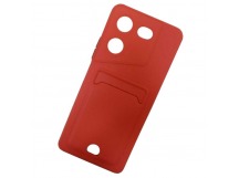 Чехол силиконовый Tecno Pova 5 матовый цветной с визитницей красный