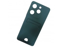 Чехол силиконовый Tecno Spark 10 Pro матовый цветной с визитницей темно-зеленый