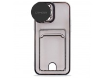 Чехол силиконовый iPhone 12 Pro цветная окантовка с визитницей и защитой камеры серебро