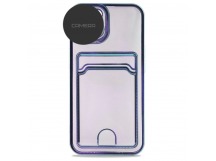 Чехол силиконовый iPhone 12 Pro цветная окантовка с визитницей и защитой камеры синий