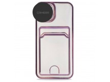Чехол силиконовый iPhone 12 Pro цветная окантовка с визитницей и защитой камеры сиреневый