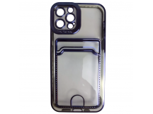 Чехол силиконовый iPhone 12 Pro цветная окантовка с визитницей и защитой камеры сиреневый