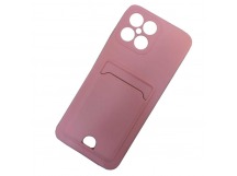 Чехол силиконовый Honor X8 матовый цветной с визитницей розовый