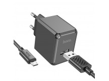 Адаптер постоянного тока Hoco CS11A, 1гн.USB 5В,2,1А + кабель micro USB, чёрный