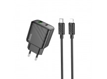 Адаптер Сетевой с кабелем Hoco CS23A Sunlight PD+QC USB/Type-C 30W (Type-C/Lightning) (black(222784)