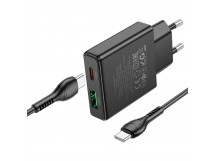 Адаптер Сетевой с кабелем Hoco N38 Delgado PD+QC USB/Type-C 20W (Type-C/Type-C) (black) (222779)