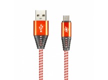 Кабель Micro USB Smartbuy нейлон (Длинный штекер/1m) красный (iK-12n)