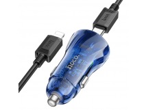 Автомобильное ЗУ HOCO Z47A + кабель Lightning/Type-C (PD30W/1USB QC3.0) синее