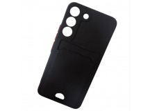 Чехол силиконовый Samsung S22 матовый цветной с визитницей черный