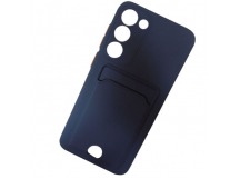 Чехол силиконовый Samsung S23 Plus матовый цветной с визитницей темно-синий