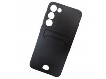 Чехол силиконовый Samsung S23 Plus матовый цветной с визитницей черный