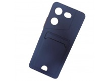 Чехол силиконовый Tecno Pova 5 матовый цветной с визитницей темно-синий