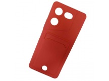 Чехол силиконовый Tecno Pova 5 Pro матовый цветной с визитницей красный