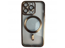 Чехол силиконовый iPhone 13 Pro цветная окантовка с Magsafe золотой