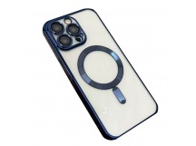 Чехол силиконовый iPhone 13 Pro цветная окантовка с Magsafe синий