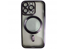 Чехол силиконовый iPhone 13 Pro цветная окантовка с Magsafe фиолетовый