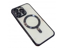 Чехол силиконовый iPhone 13 Pro цветная окантовка с Magsafe черный