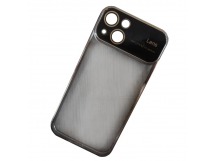 Чехол силиконовый iPhone 15 глянцевый с защитным проемом серебристый