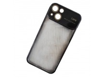 Чехол силиконовый iPhone 15 глянцевый с защитным проемом черный