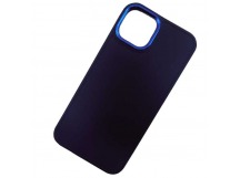 Чехол силиконовый iPhone 15 матовый с ободком синий