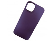 Чехол силиконовый iPhone 15 матовый с ободком фиолетовый
