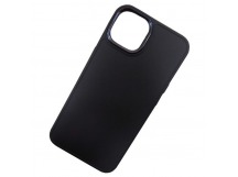 Чехол силиконовый iPhone 15 матовый с ободком черный