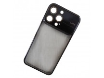Чехол силиконовый iPhone 15 Pro Max глянцевый с защитным проемом черный
