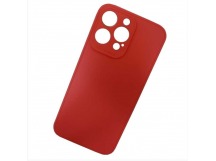 Чехол силиконовый iPhone 15 Pro Max матовый с защитой камеры красный