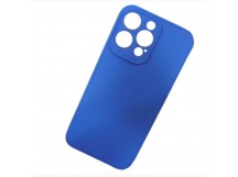 Чехол силиконовый iPhone 15 Pro Max матовый с защитой камеры синий