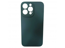 Чехол силиконовый iPhone 15 Pro Max матовый с защитой камеры темно-зеленый