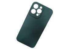 Чехол силиконовый iPhone 15 Pro Max матовый с защитой камеры темно-зеленый