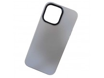 Чехол силиконовый iPhone 15 Pro Max матовый с ободком белый