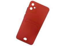 Чехол силиконовый Samsung A05 матовый цветной с визитницей красный