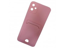 Чехол силиконовый Samsung A05 матовый цветной с визитницей розовый