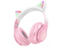 Полноразмерные беспроводные наушники HOCO W42 Cat Ear (12 ч/400 mAh/Bluetooth/AUX/TF) бело-розовые