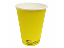 Стакан бумажный кофейный 350мл 90мм желтый биоразлагаемый 1/50/1000шт 