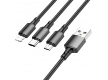 Кабель USB BOROFONE BX72 4 в 1 для iPhone/iPhone/Micro/Type C (черный) 1m