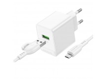 Сетевое ЗУ BOROFONE BAS12A + кабель Micro USB (1USB/QC3.0/18W) белое