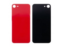 Задняя крышка для iPhone SE 2020 Красный (стекло, широкий вырез под камеру, логотип) - Премиум