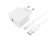 СЗУ с выходом USB Hoco CS12A (18W/QC3.0/1USB/Кабель Micro USB) белое