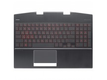 Топ-панель для  HP Omen 15-dh черная с подсветкой (красные клавиши)