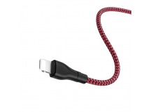 Кабель USB - Apple lightning Borofone BX39 Beneficial (повр. уп) 100см 2,4A  (black/red) (223387)