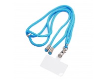 Шнурок текстильный на шею с карабином (круглый) (blue) (225711)