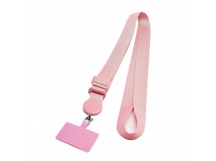 Шнурок текстильный на шею с карабином (плоский широкий) (light pink) (225719)
