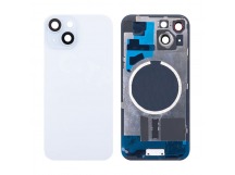 Задняя крышка для iPhone 15 в сборе со стеклом камеры Голубой (стекло, MagSafe, логотип) - Премиум