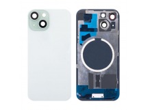 Задняя крышка для iPhone 15 в сборе со стеклом камеры Зеленый (стекло, MagSafe, логотип) - Премиум